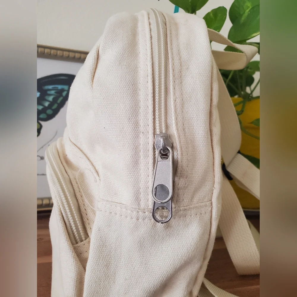 Canvas Backpack with Butterfly Embroidery